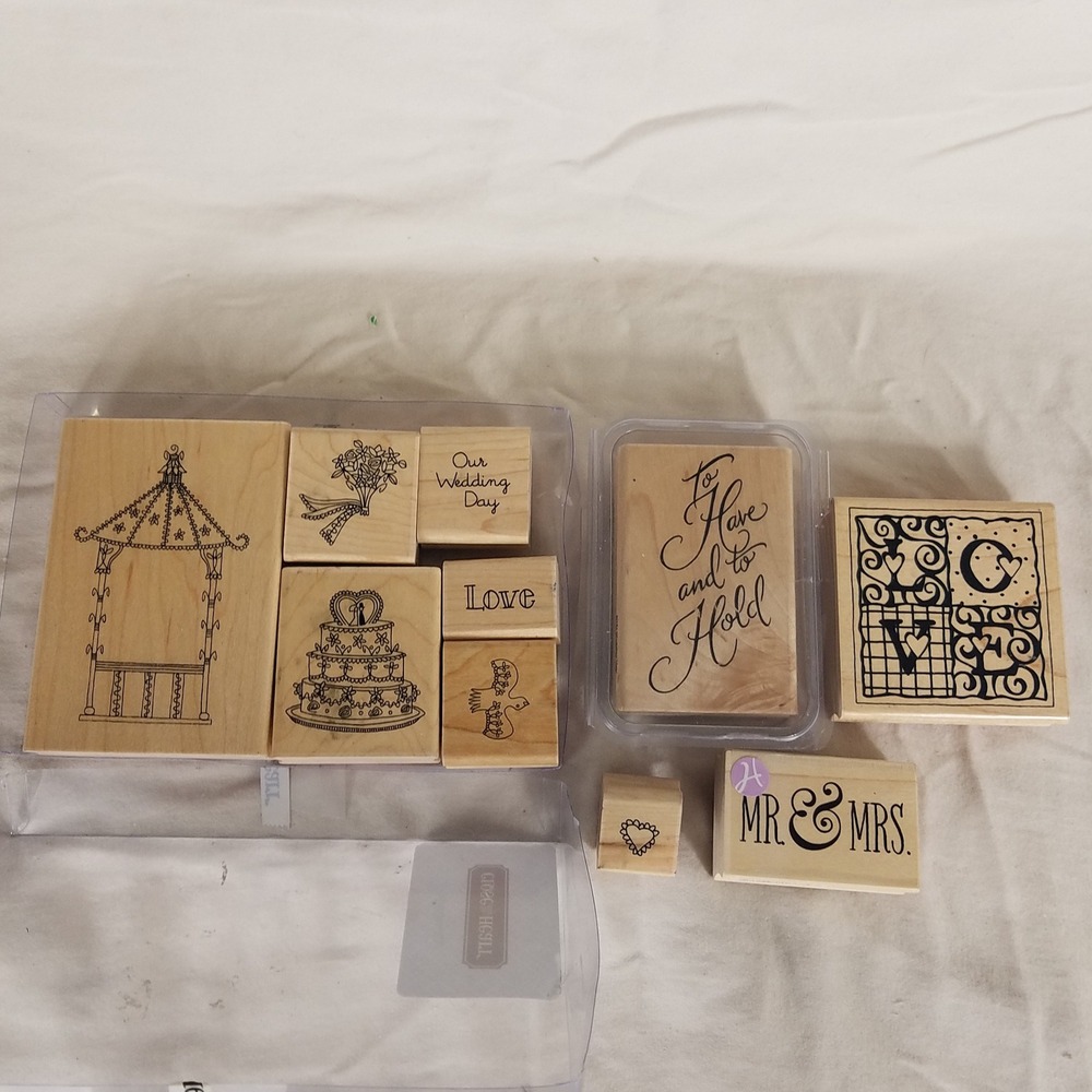 Stampin Up Close to My Heart Wedding theme Rubber Stamps Lot 10pc Wood Excellent